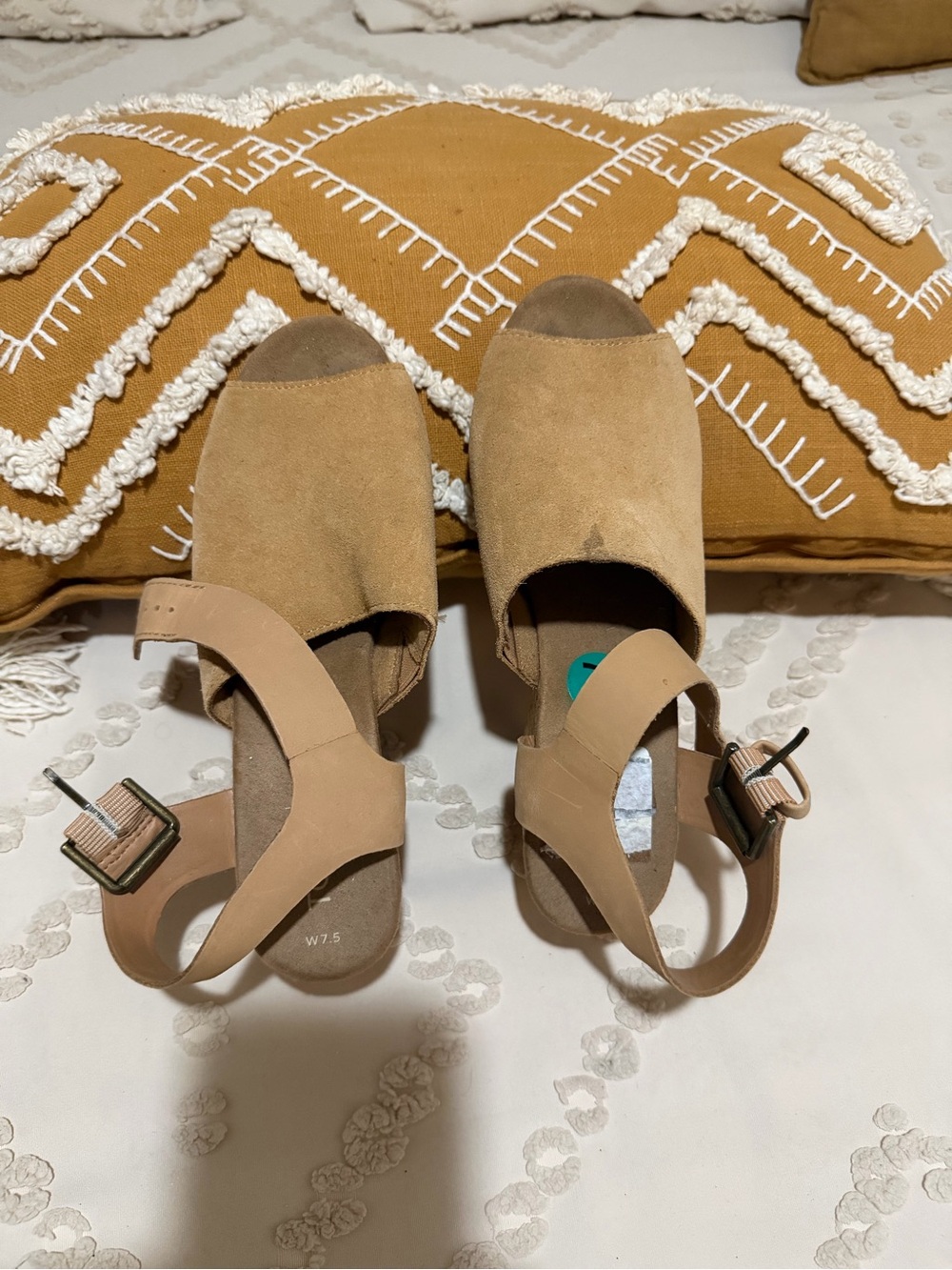Toms Women's Suede Open-Toe Slingback Sandals in Tan Beige